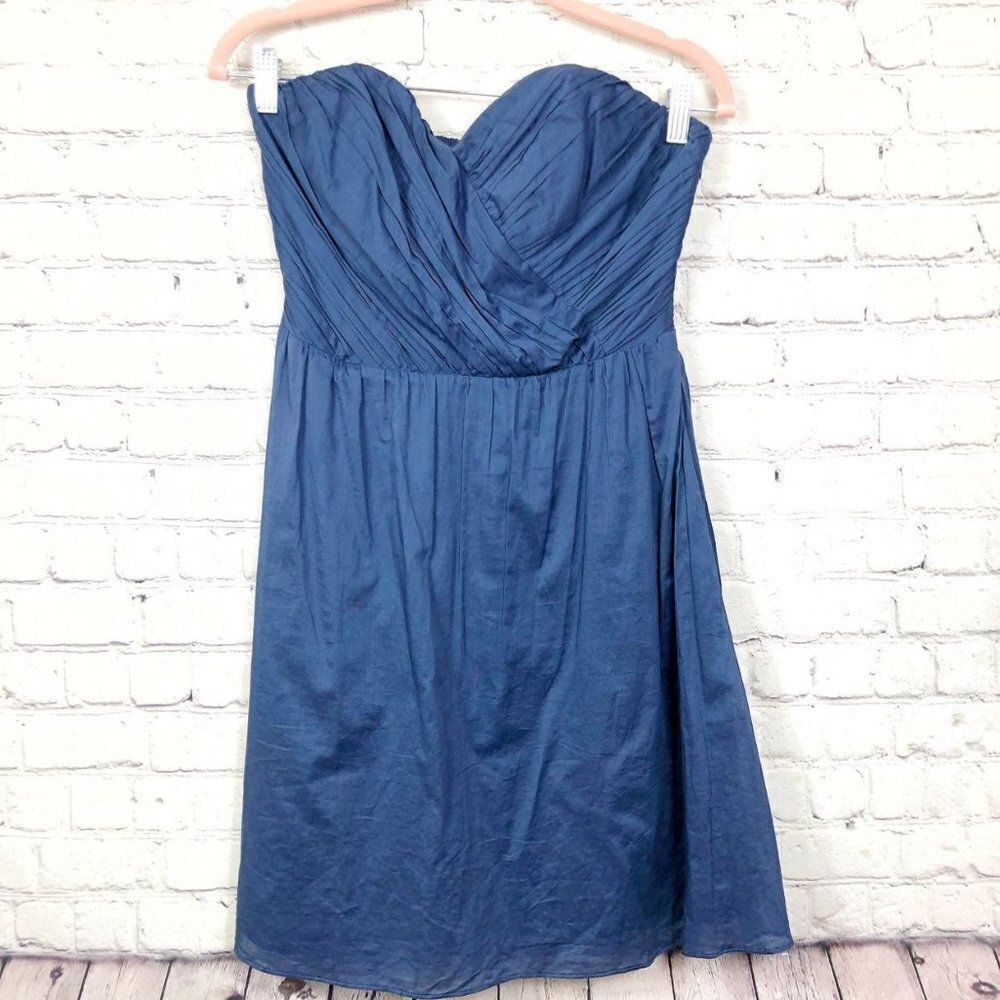 Express Blue Textured Strapless Mini Dress - Picture 2 of 9
